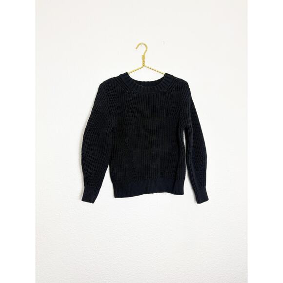 Everlane Texture Cotton Crewneck Sweater Size Small Black Fisherman Grandpa - Picture 3 of 11